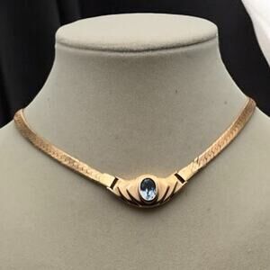 Topaz Vermeil Gold Over Sterling Silver Topaz Gem Vintage Necklace